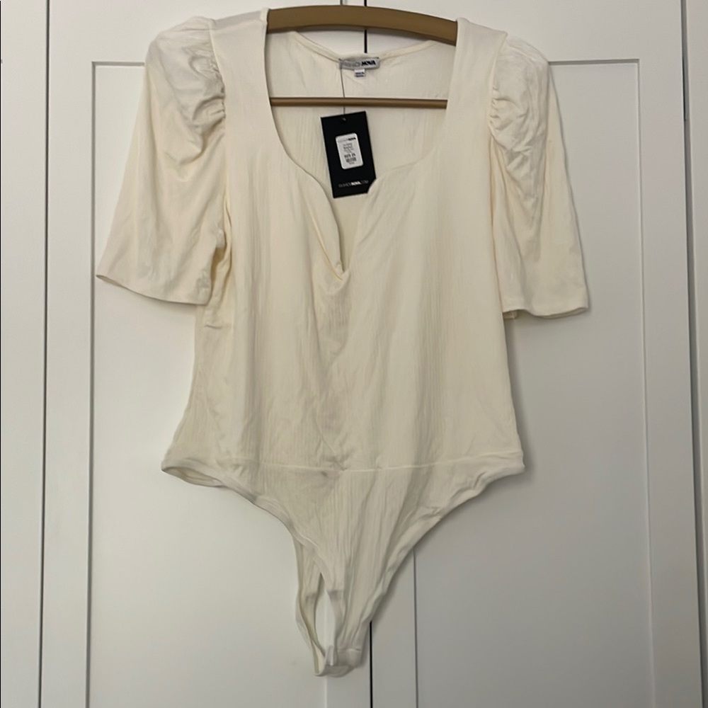 Fashion Nova Cream Puff Sleeve Bodysuit